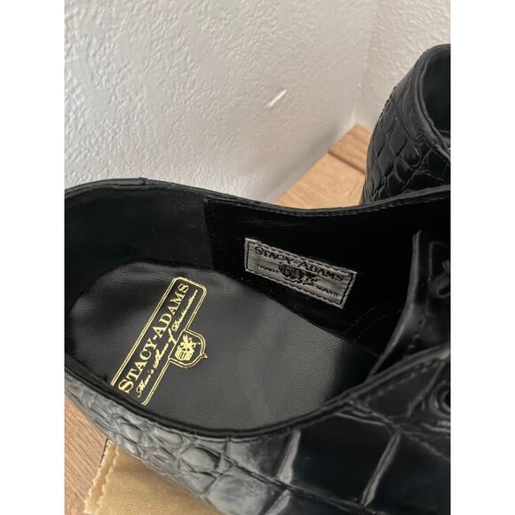 NEW Stacy Adams Madison Black Croc Embossed Oxford 8.5 EE Dress Shoes main image 5